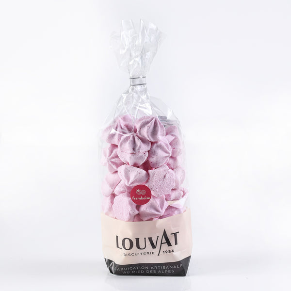 Meringues striées saveur framboise / chez biscuiterie Louvat