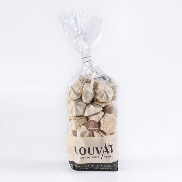Meringues striées saveur châtaigne  / chez biscuiterie Louvat 
