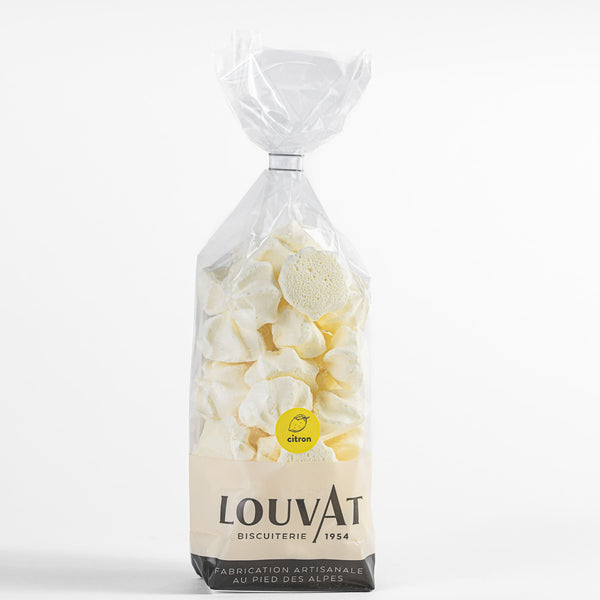 Meringues striées saveur  citron / chez biscuiterie Louvat
